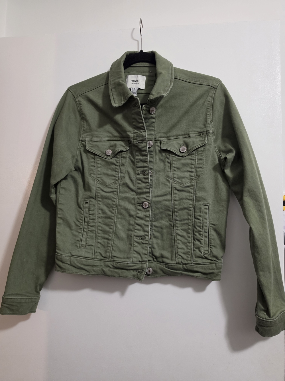 Forever 21 Olive Green Women's Denim Jacket - Button Front